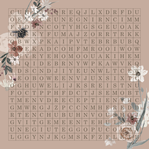 Woordzoeker voor kinderen met bloemen